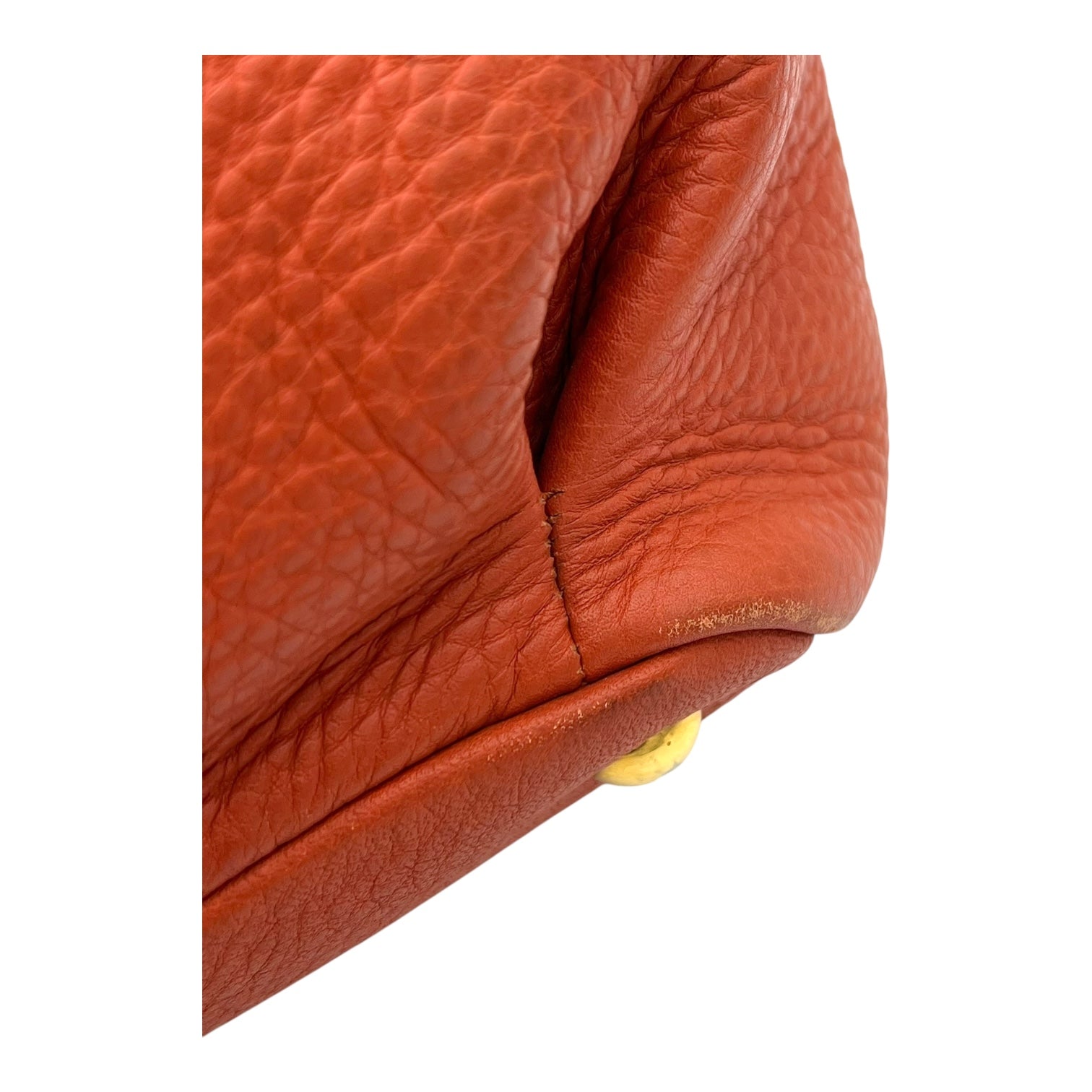 Logo Top Handle Bag Orange in Calfskin, Gold hardware