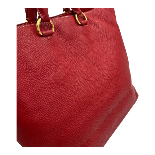 Logo Top Handle Bag Red in Calfskin, Gold hardware