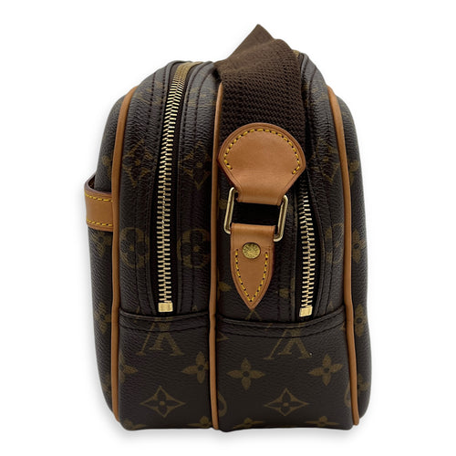 Reporter Crossbody Bag Brown in Monogram Coated Canvas, Gold hardware