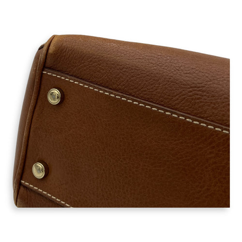 Marcello Shoulder Bag Brown in Calfskin, Gold hardware