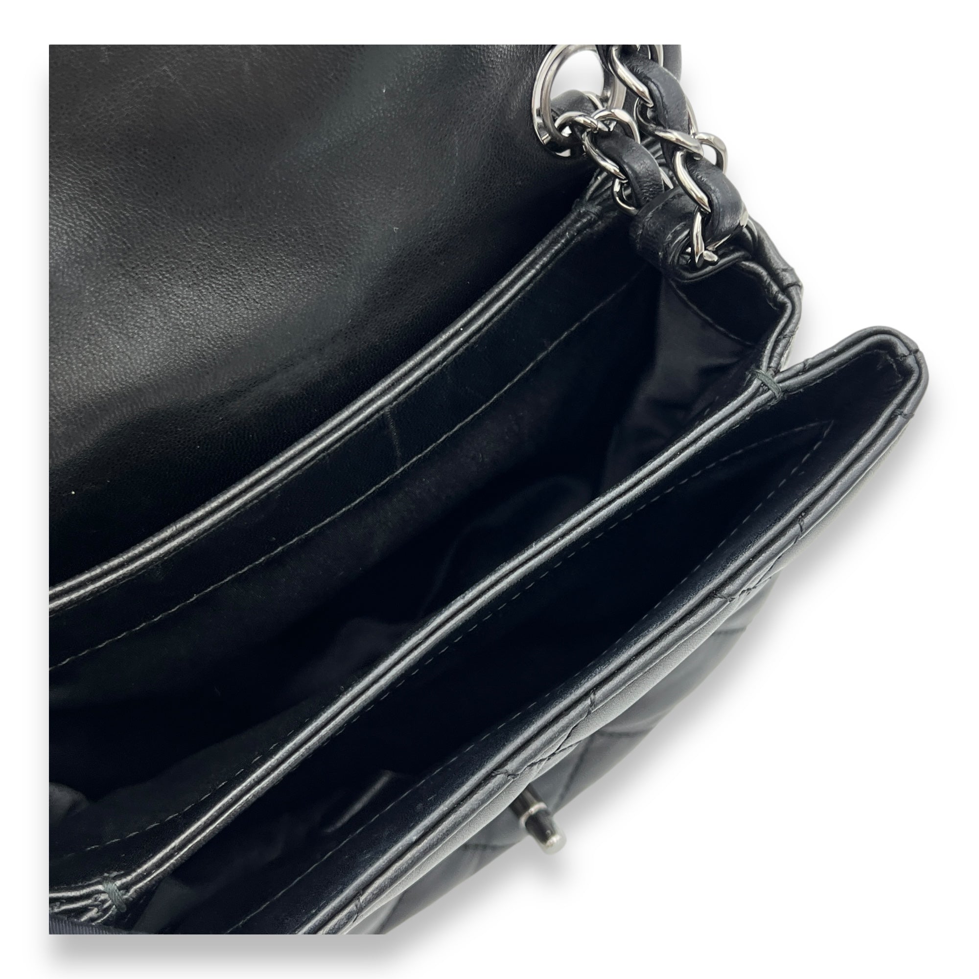 Square Bag Crossbody Bag Black in Lambskin, Silver hardware