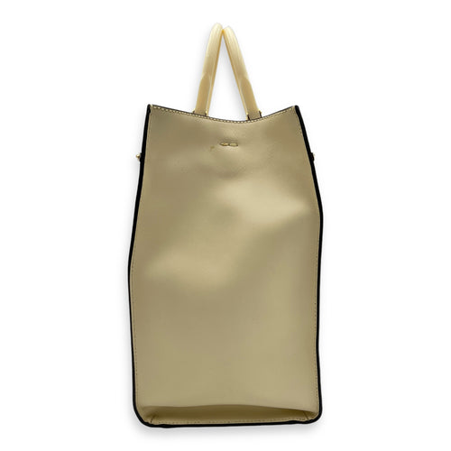 Sunshine Top Handle Bag Beige in Calfskin, Gold hardware