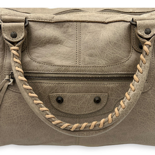 Work Top Handle Bag Brown in Distressed Leather, Gunmetal hardware