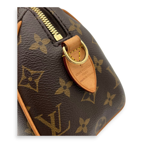 Speedy Top Handle Bag 20 Brown in Monogram Coated Canvas, Gold hardware