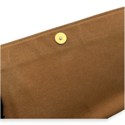 Looping Brown Shoulder Bag in Monogram Coated Canvas, Gold hardware