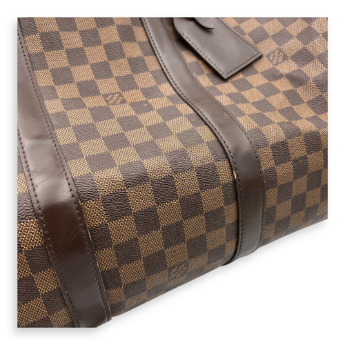 Keepall Duffle Bag 55 Damier Ebene in Coated Canvas, Gold hardware