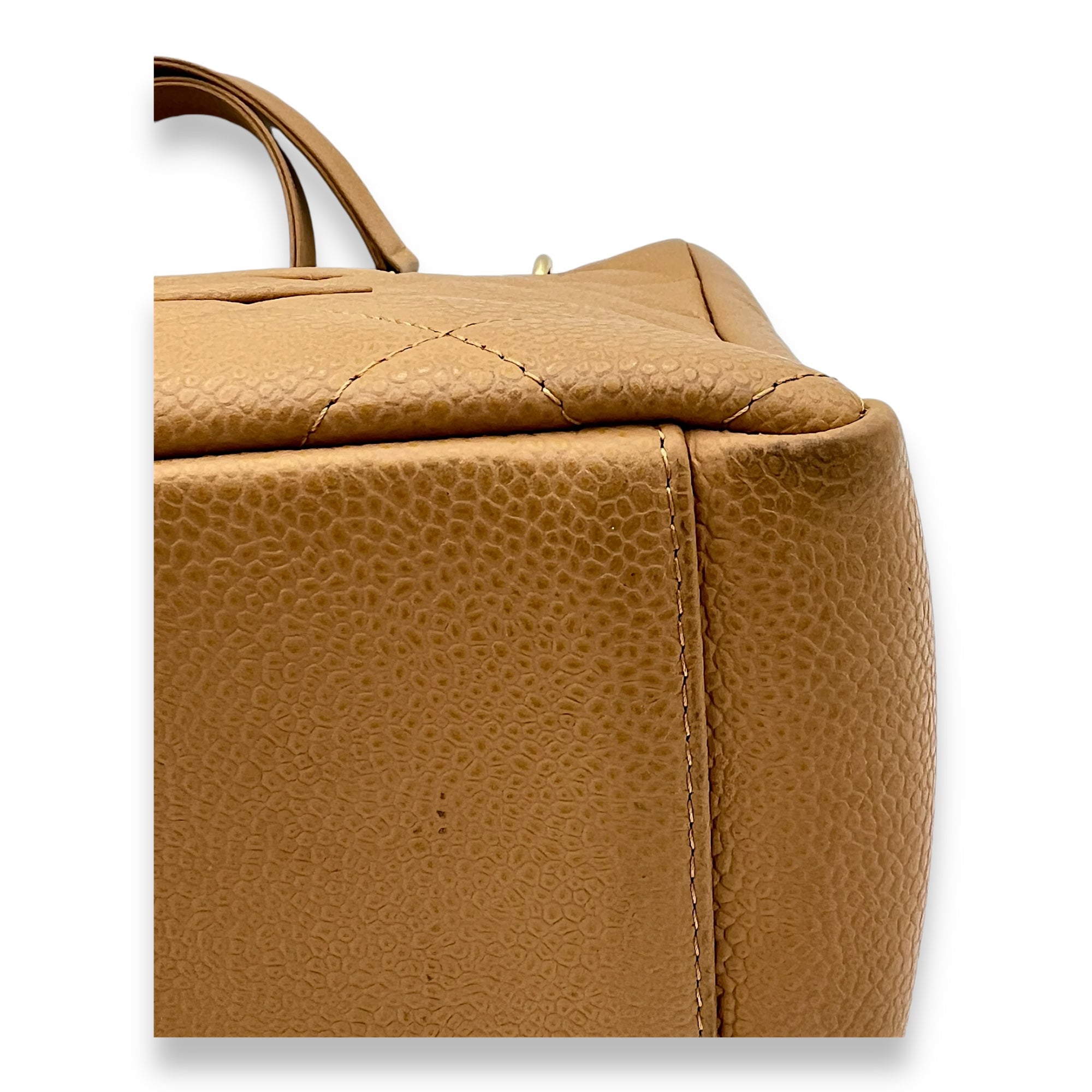 PST Tote Bag Beige in Caviar Leather, Gold hardware