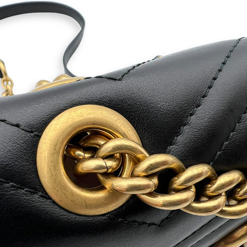 Gucci GG Marmont Shoulder Bag Mini Black in Calfskin, Gold hardware_8