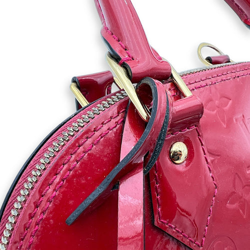 Louis Vuitton Alma BB Red Top Handle Bag in Vernis, Gold hardware_8