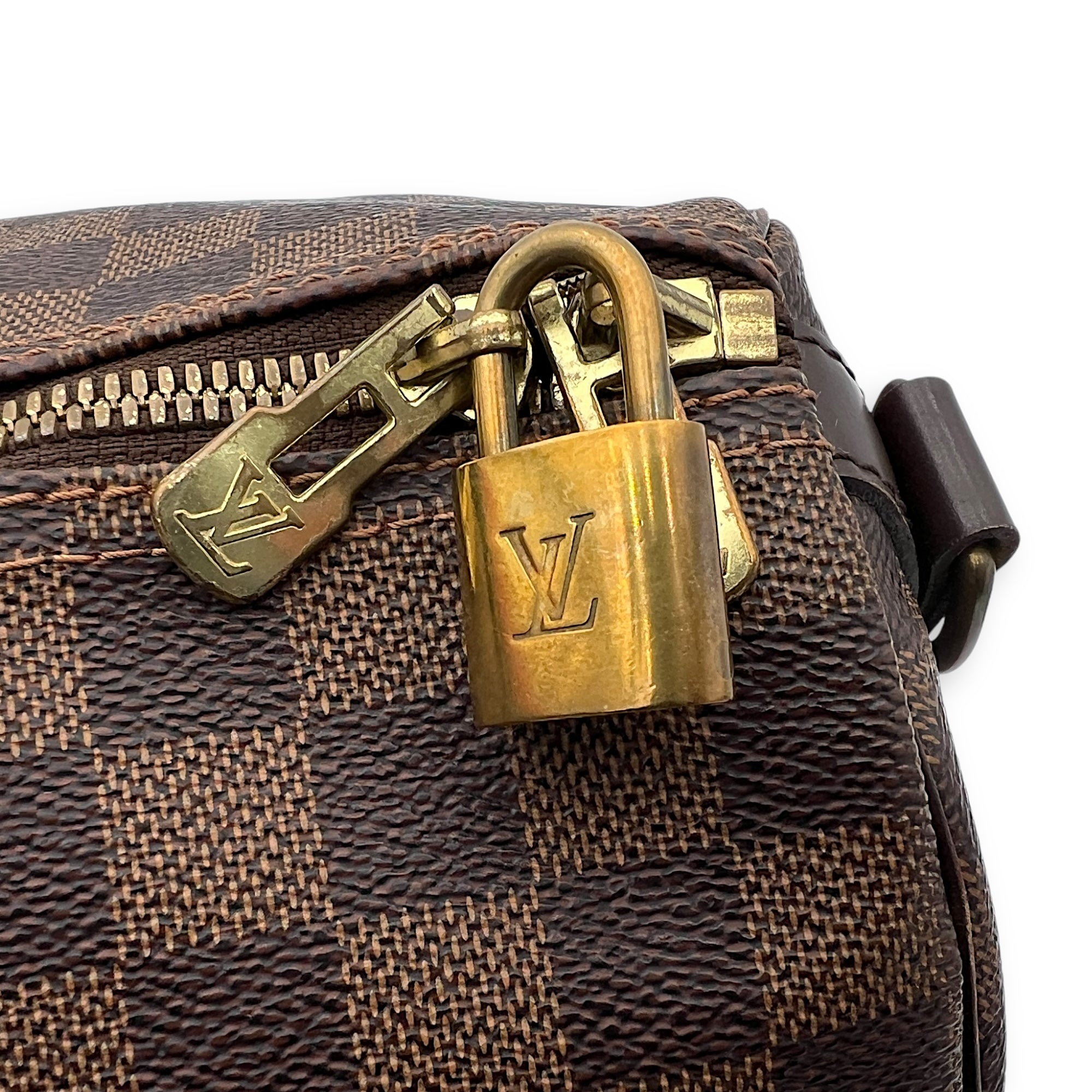 Louis Vuitton Speedy Top Handle Bag 35 Brown in Coated Canvas, Gold hardware_8