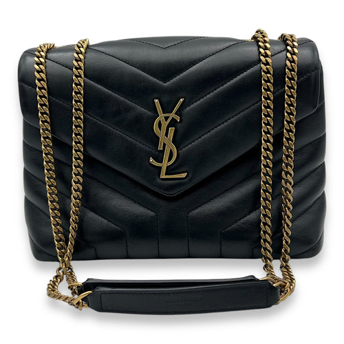 Saint Laurent Loulou Shoulder Bag Small Black in Calfskin, Gold hardware_8