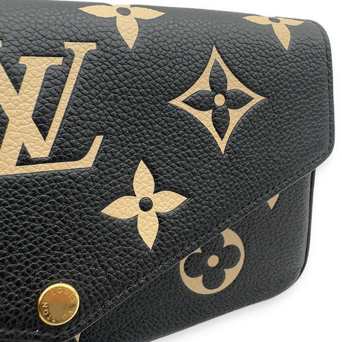 Louis Vuitton Felicie Crossbody Bag Black in Empreinte Leather, Gold hardware_8