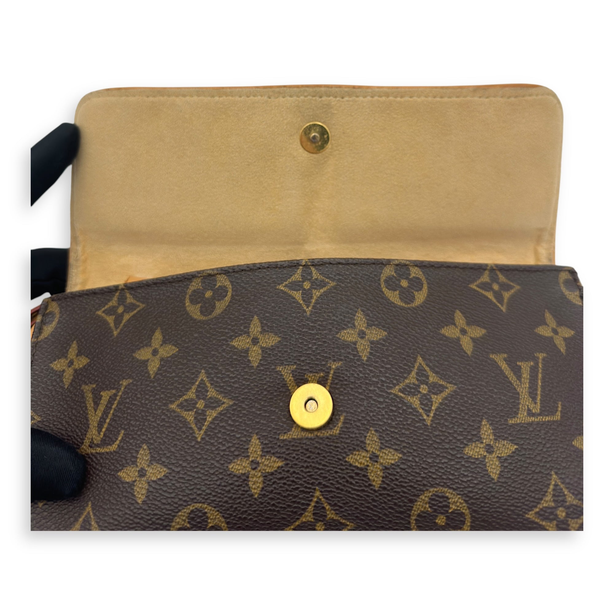 Louis Vuitton Twin Pochette Brown Crossbody Bag in Monogram Coated Canvas, Gold hardware_6