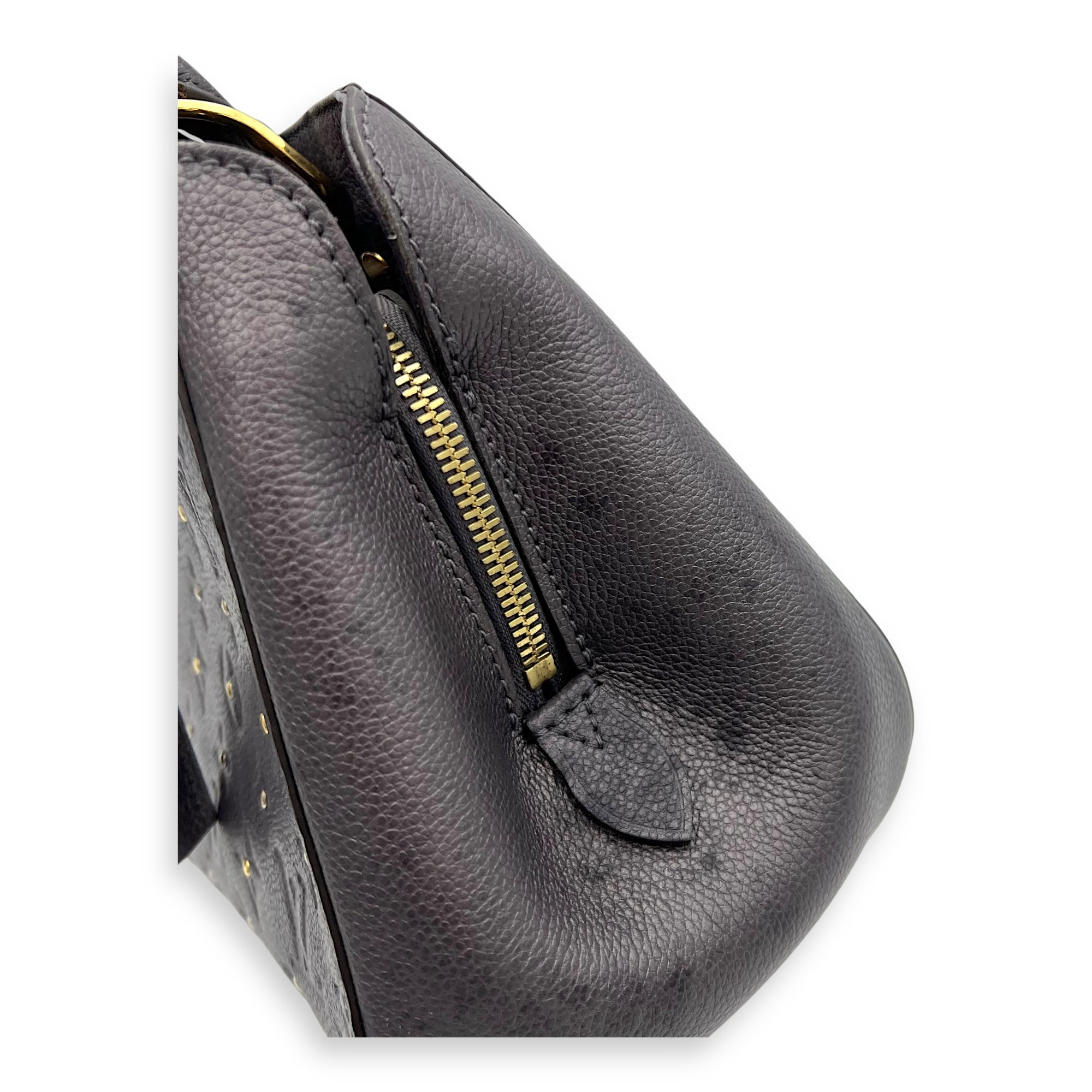Louis Vuitton Montaigne Top Handle Bag BB Grey in Empreinte Leather, Gold hardware_8