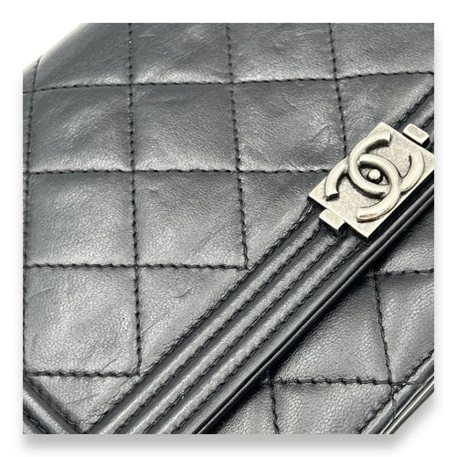 Chanel Boy Wallet On Chain Black in Lambskin, Ruthenium hardware_8