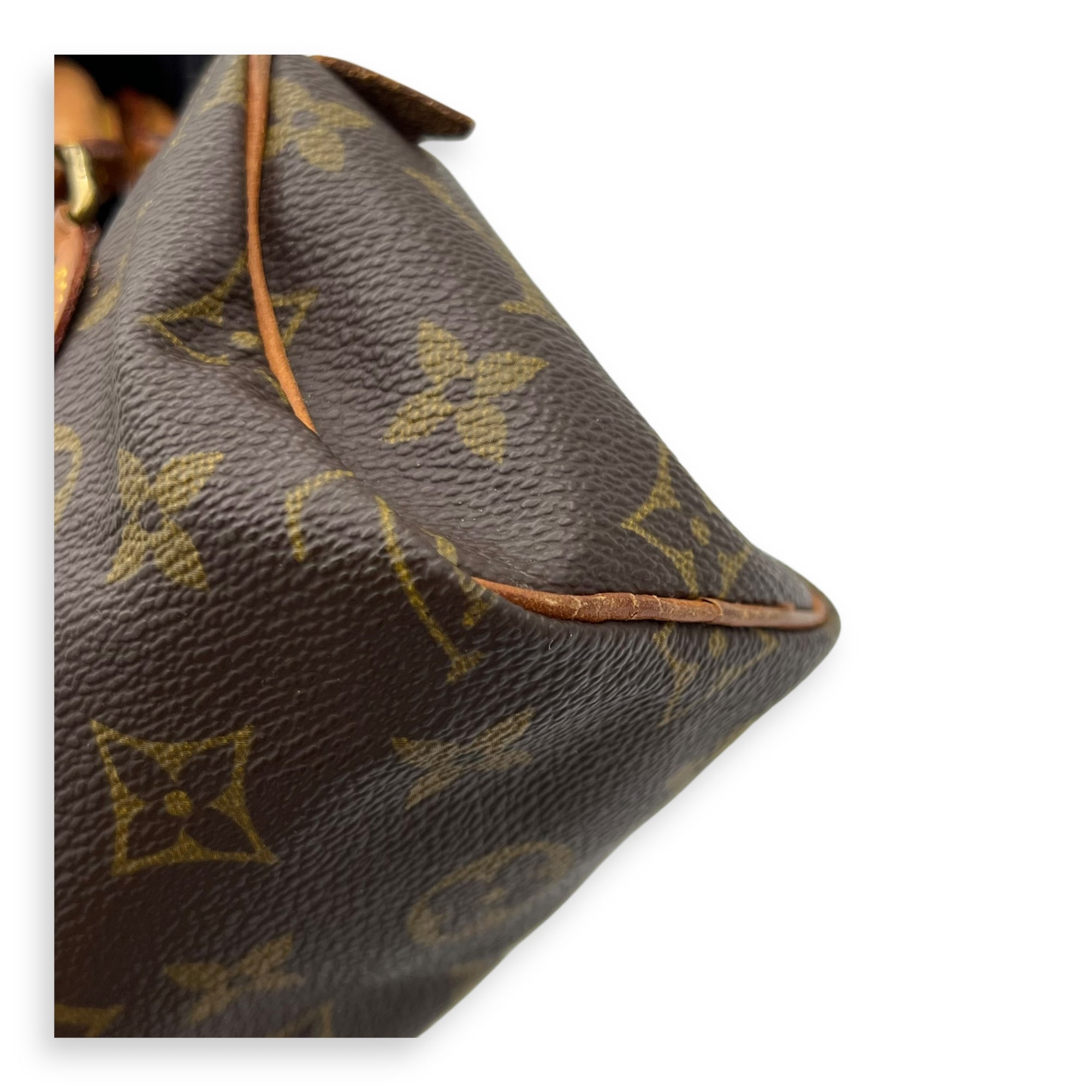 Louis Vuitton Speedy Crossbody Bag Brown in Monogram Coated Canvas, Gold hardware_8