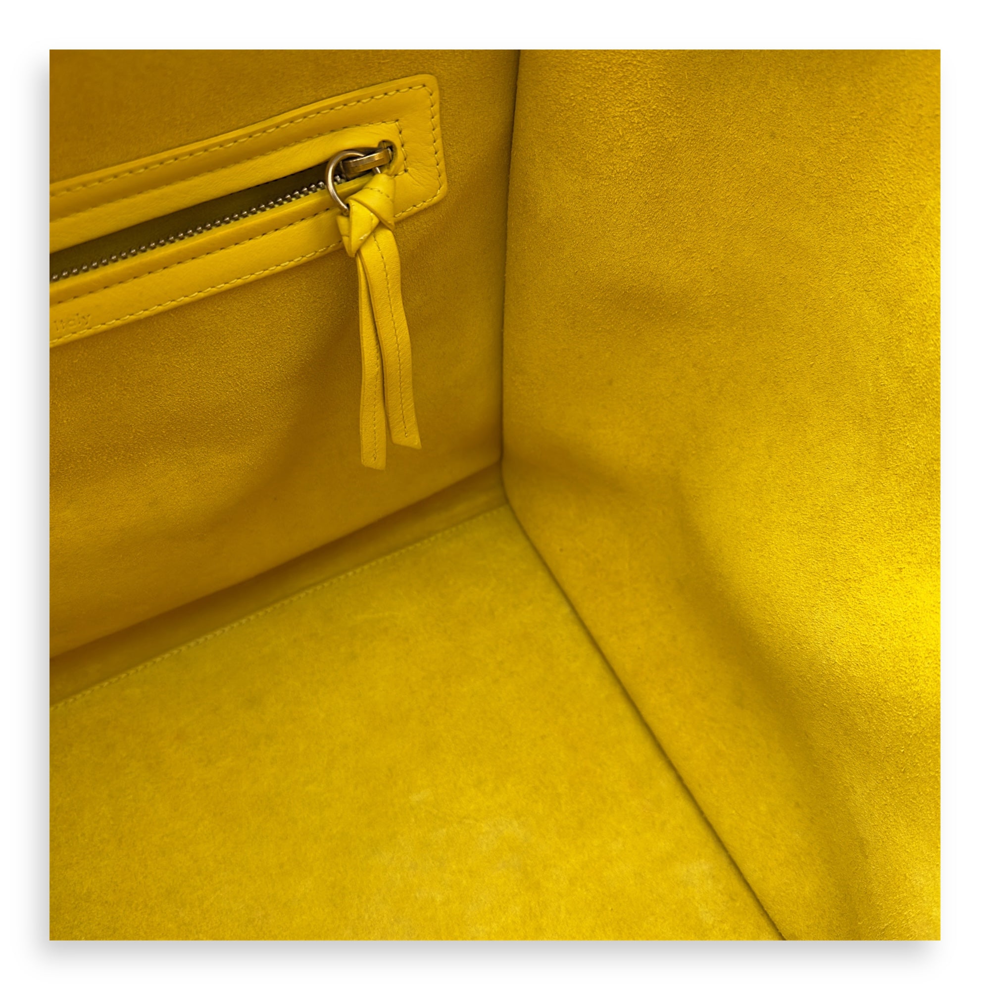 Celine Phantom Luggage Yellow Top Handle Bag in Calfskin, Gold hardware_8