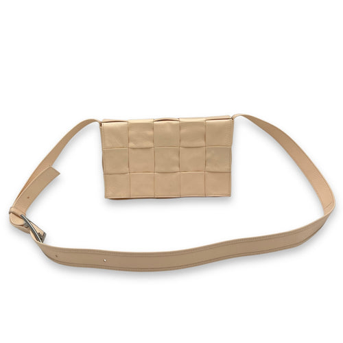 Bottega Veneta Cassette Crossbody Bag Beige in Calfskin, Silver hardware_8