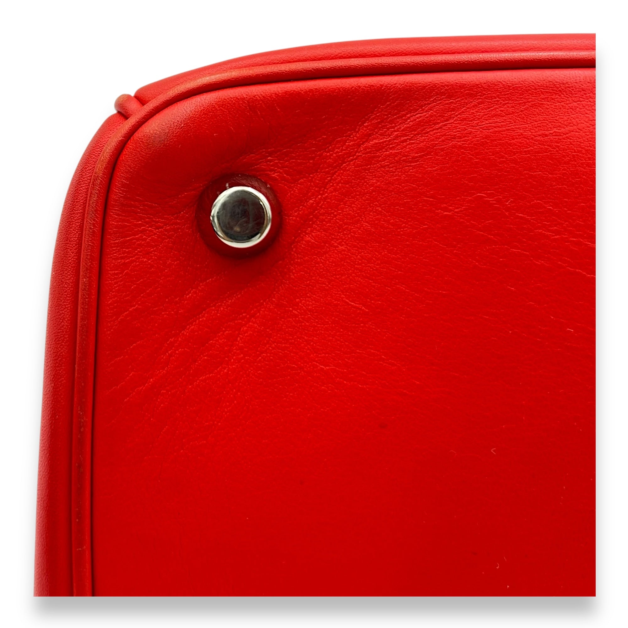 Christian Dior Be Dior Top Handle Bag Red in Calfskin, Silver hardware_8