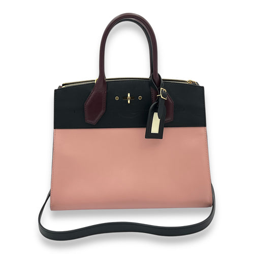 Louis Vuitton Steamer Top Handle Bag MM Pink in Calfskin, Gold hardware_8