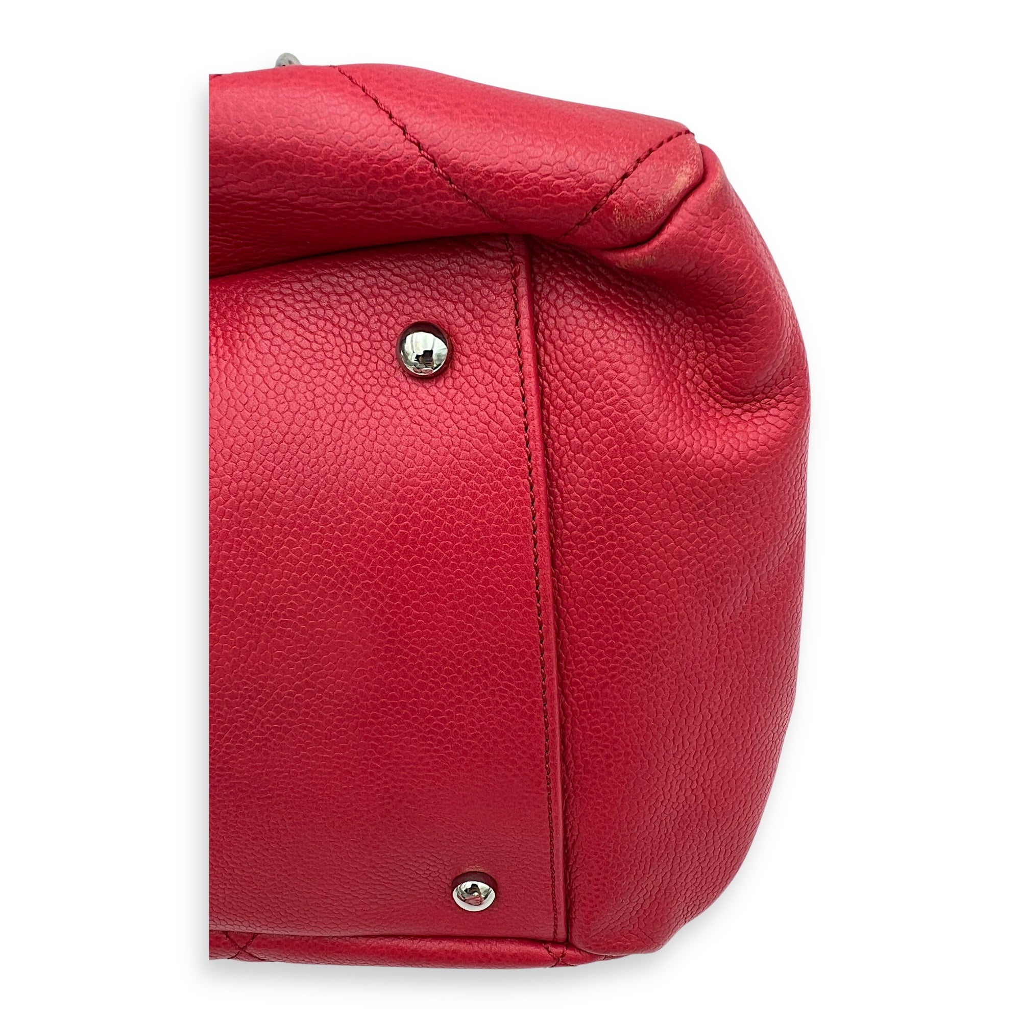 Chanel CC Tote Bag Red in Caviar Leather, Silver hardware_8