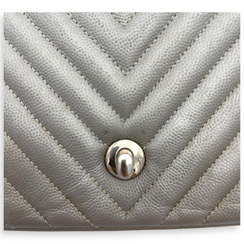 Chanel Chevron Square Mini Grey Crossbody Bag in Canvas, Silver hardware_8