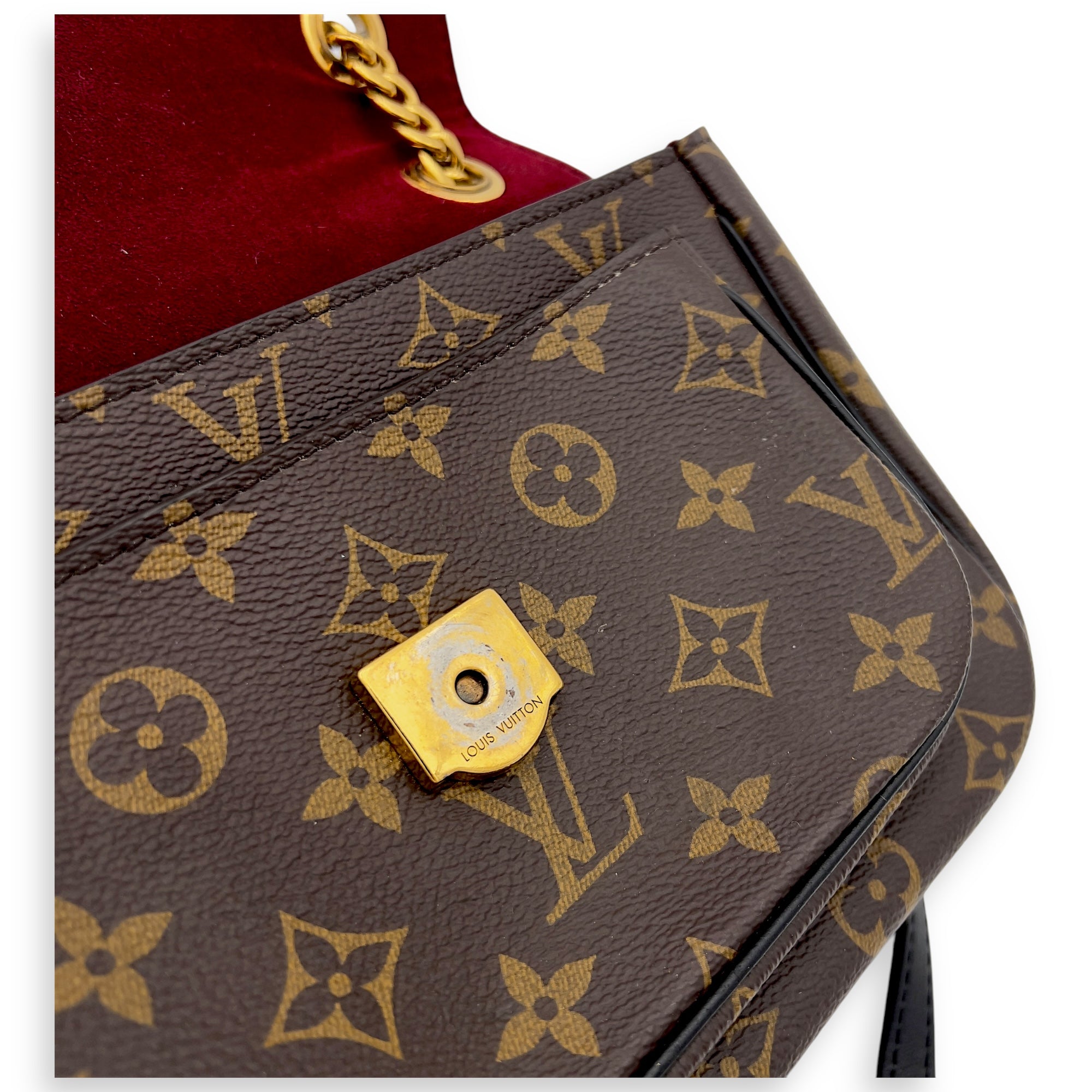 Louis Vuitton Passy Shoulder Bag Brown in Monogram Coated Canvas, Gold hardware_8