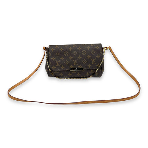 Louis Vuitton Favourite Crossbody Bag Brown in Monogram Coated Canvas, Gold hardware_8