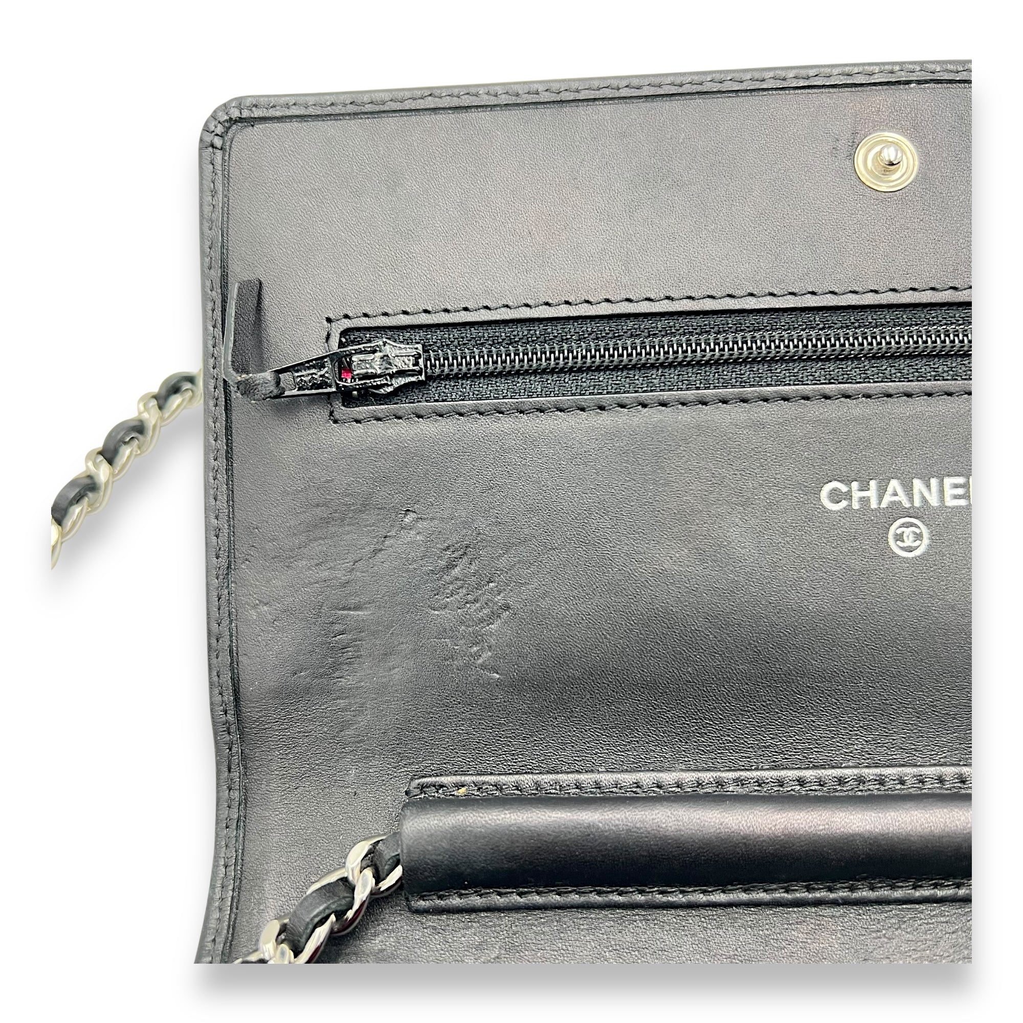 Chanel Cambon Wallet On Chain Black in Lambskin, Silver hardware_8