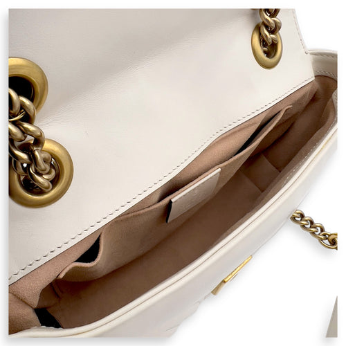 Gucci GG Marmont Shoulder Bag Mini White in Calfskin, Gold hardware_6