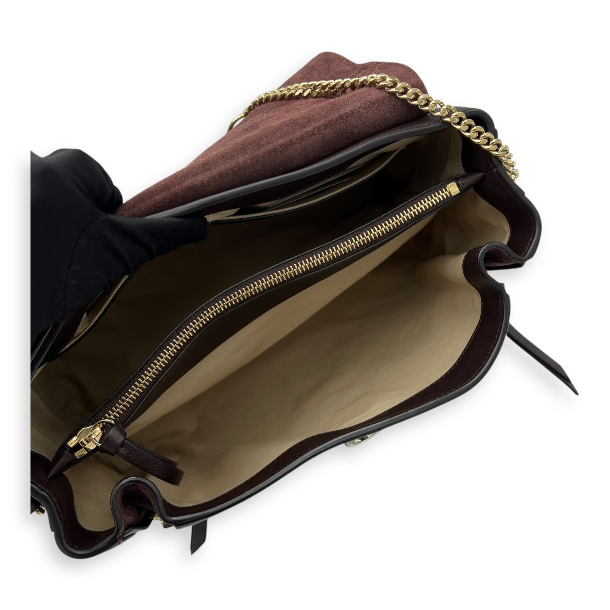 Chloé Faye Shoulder Bag Brown in Calfskin, Gold hardware_8