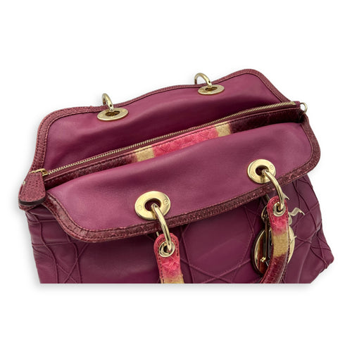 Christian Dior Granville Top Handle Bag Purple in Calfskin, Gold hardware_8