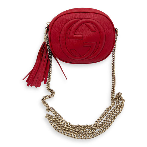 Gucci Soho Crossbody Bag Red in Calfskin, Gold hardware_8