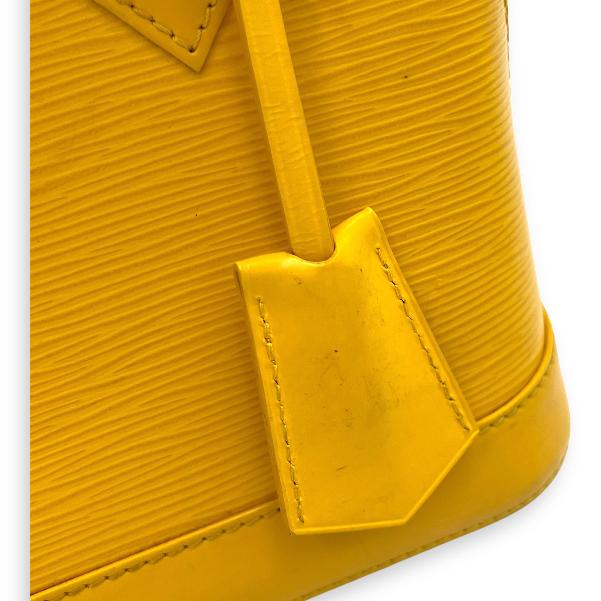 Louis Vuitton Alma Top Handle Bag Yellow in Epi Leather, Silver hardware_8