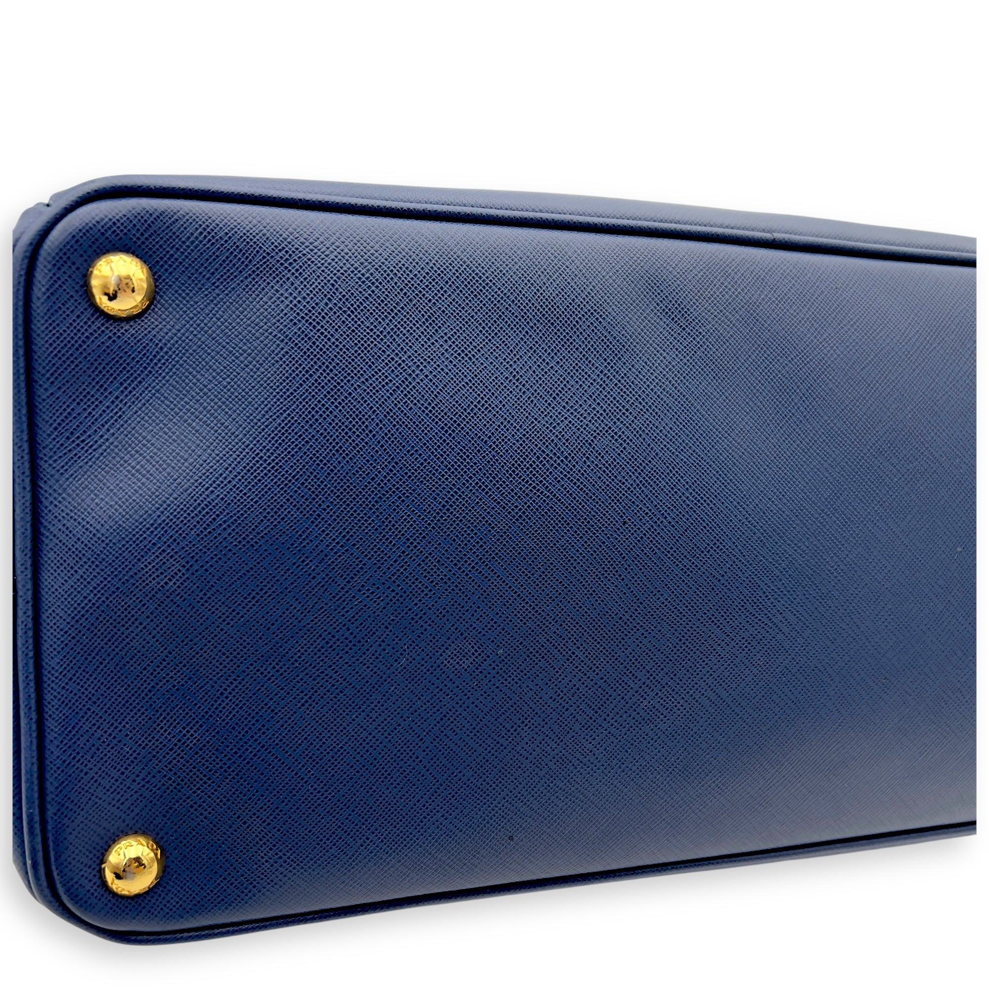 Prada Galleria Top Handle Bag Large Blue in Saffiano Leather, Gold hardware_6