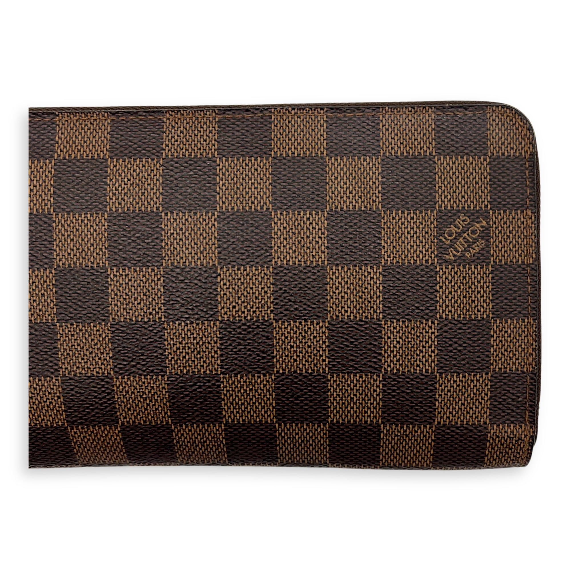 Louis Vuitton Zippy Organiser Damier Ebene Wallet in Coated Canvas, Gold hardware_4