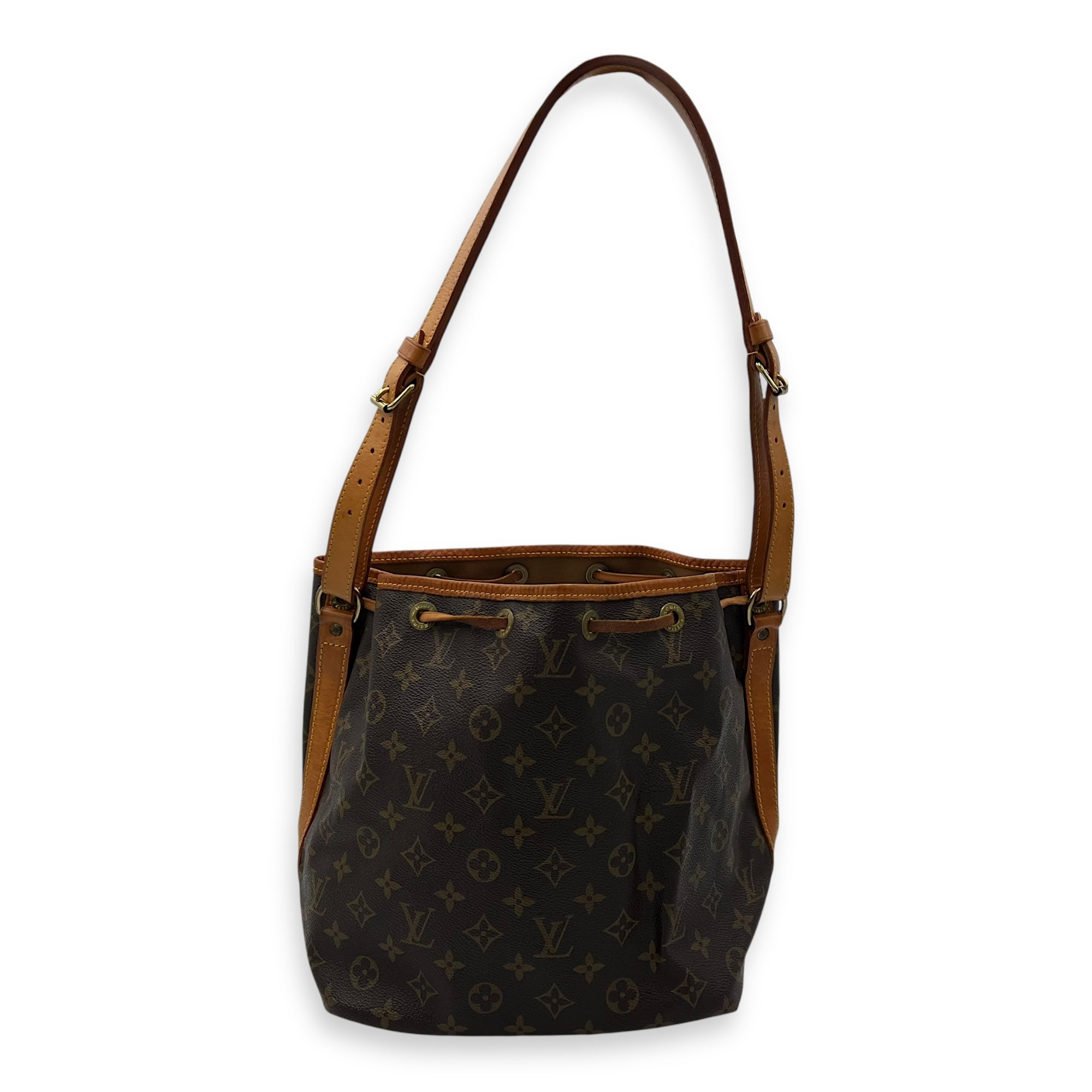 Louis Vuitton Noe Shoulder Bag Petite Brown in Monogram Coated Canvas, Gold hardware_8