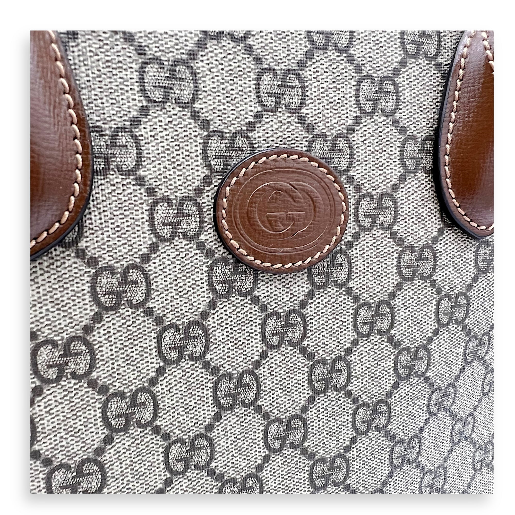Gucci GG Supreme Brown Tote Bag in Interlocking GG Supreme, Gold hardware_8