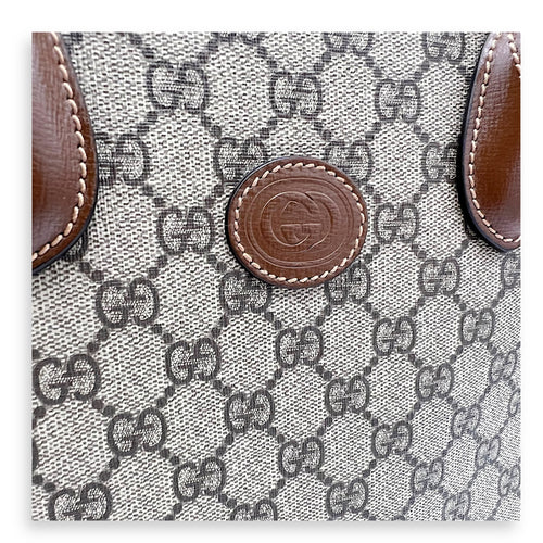 Gucci GG Supreme Brown Tote Bag in Interlocking GG Supreme, Gold hardware_8