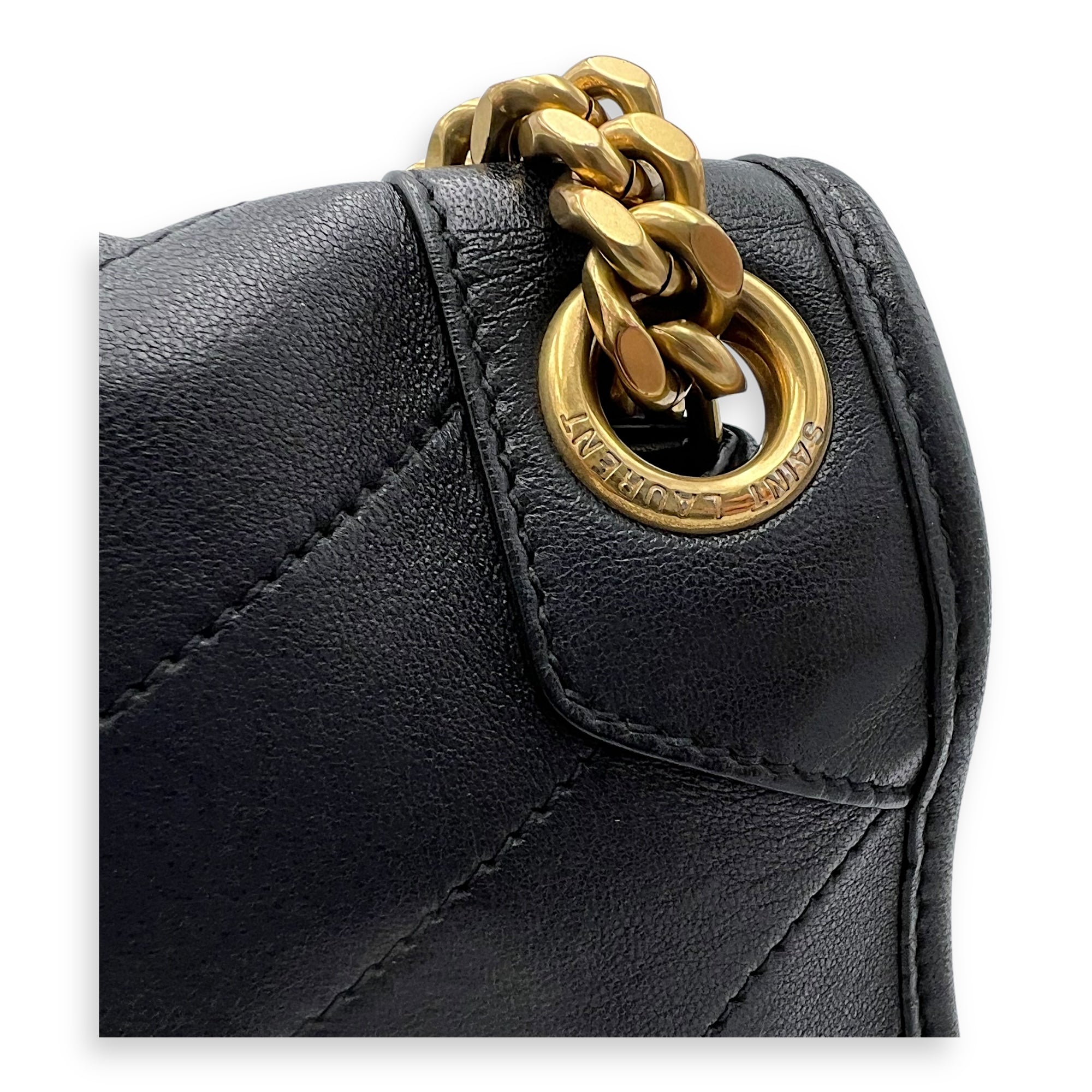 Saint Laurent Niki Medium Black Shoulder Bag in Lambskin, Gold hardware_8