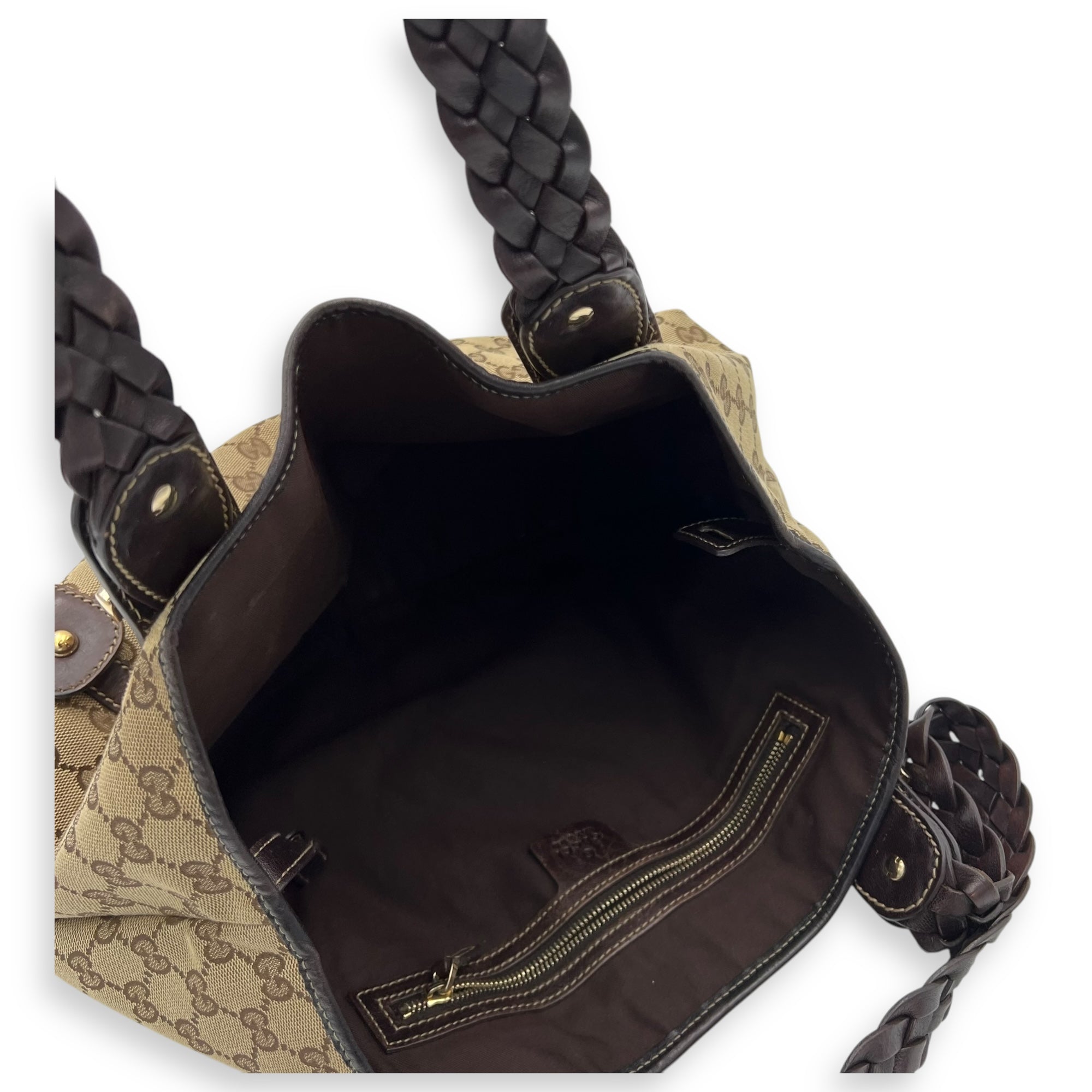 Gucci Pelham Brown Shoulder Bag in Canvas, Gold hardware_8