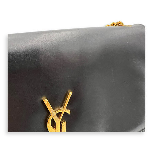 Saint Laurent Kate Medium Black Shoulder Bag in Calfskin, Gold hardware_8