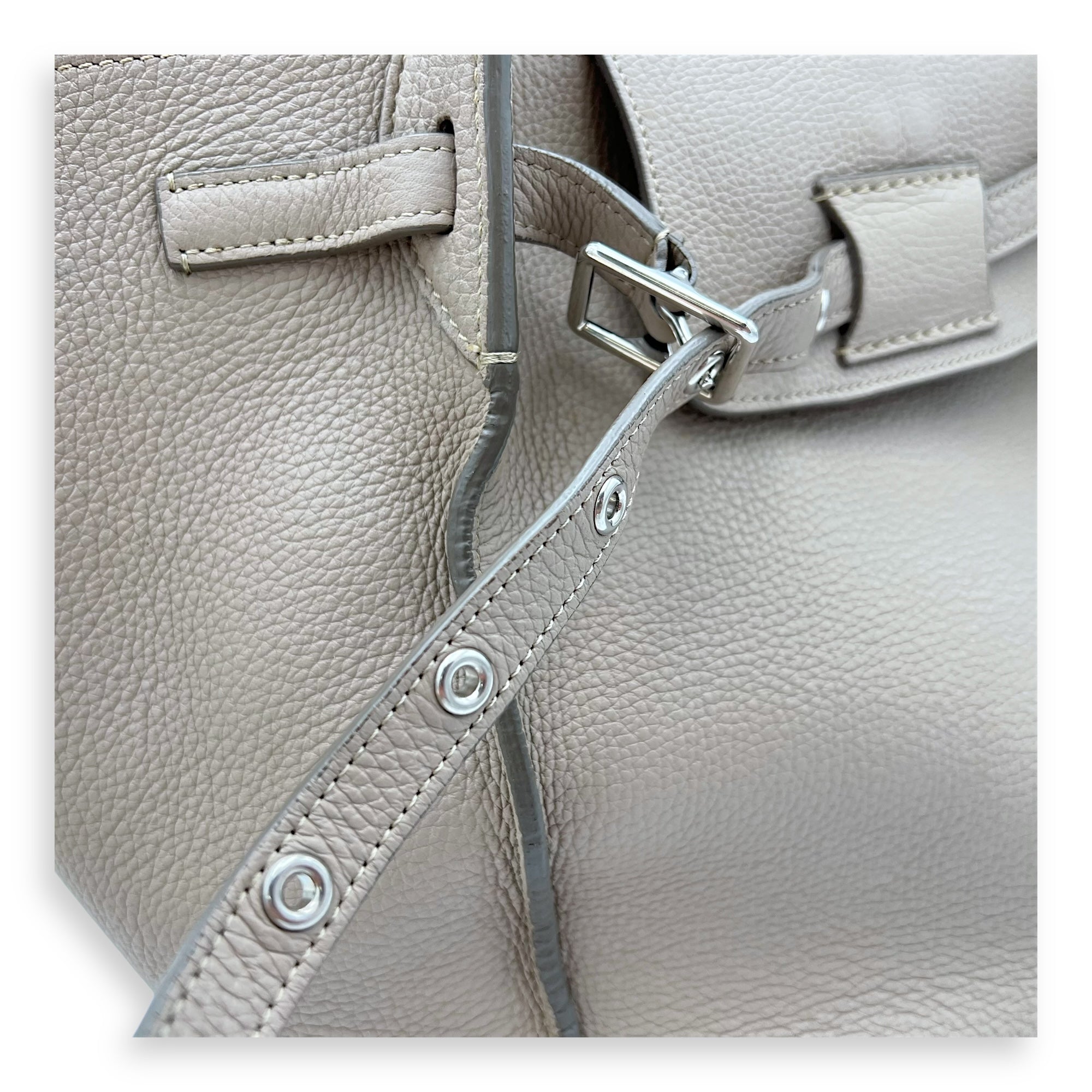 Celine Big Top Handle Bag Grey in Calfskin, Silver hardware_8