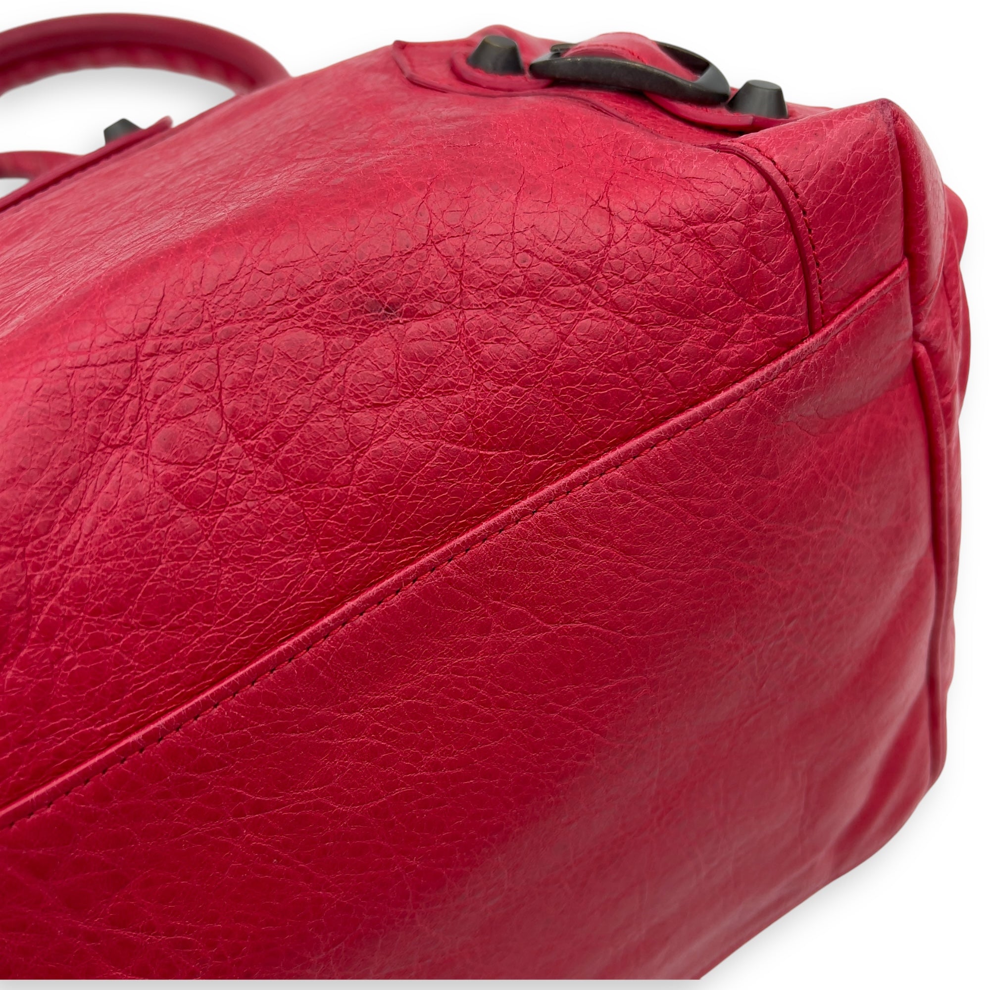 Balenciaga Sunday Red Top Handle Bag in Distressed Leather, Gunmetal hardware_8