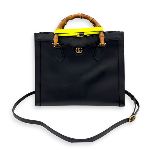 Gucci Diana Top Handle Bag Black in Calfskin, Gold hardware_4
