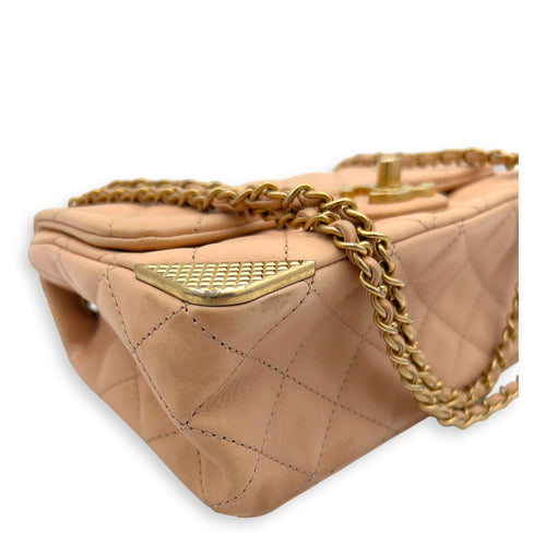 Chanel Mini Rectangle Shoulder Bag Beige in Lambskin, Gold hardware_6