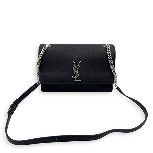 Saint Laurent Sunset Shoulder Bag Black in Calfskin, Silver hardware_4