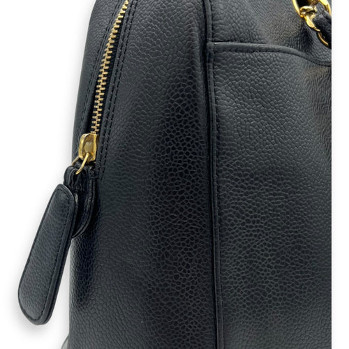 Chanel Vintage Shoulder Bag Black in Caviar Leather, Gold hardware_8