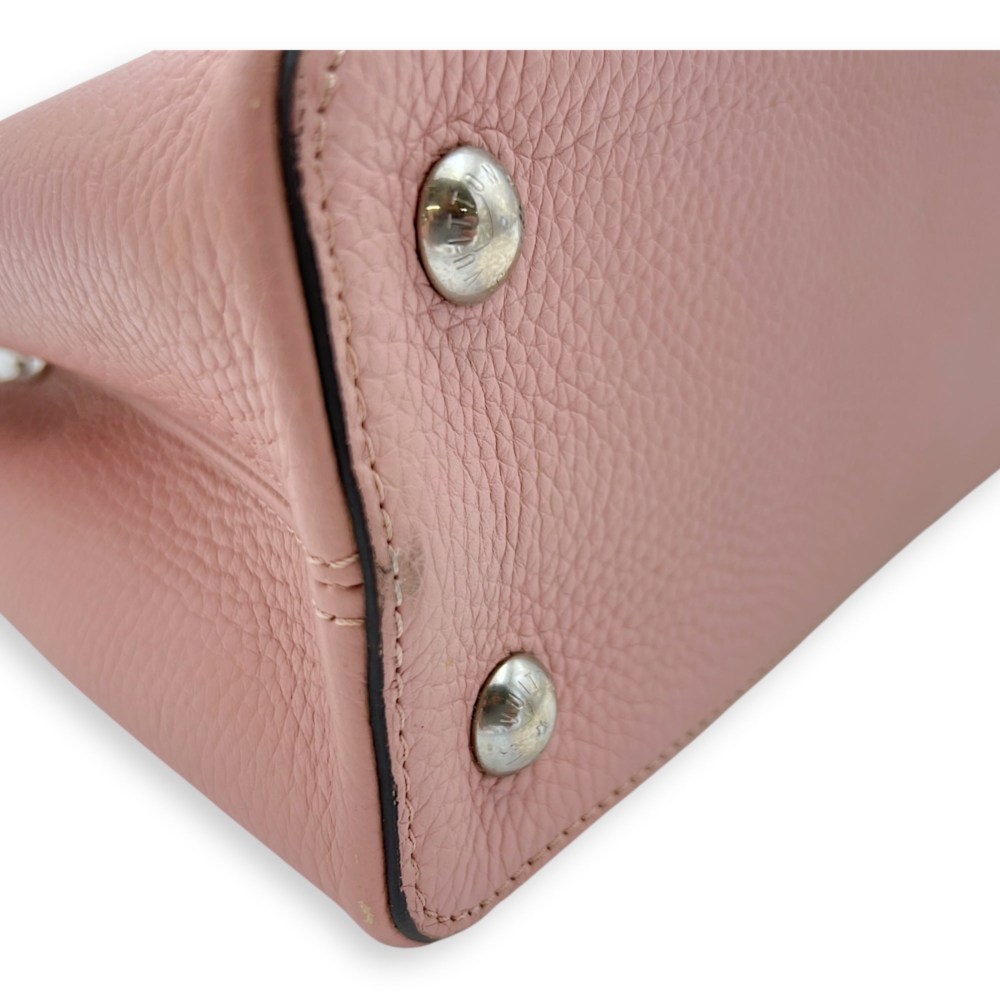 Louis Vuitton Capucines PM Pink Top Handle Bag in Taurillon Leather, Silver hardware_7