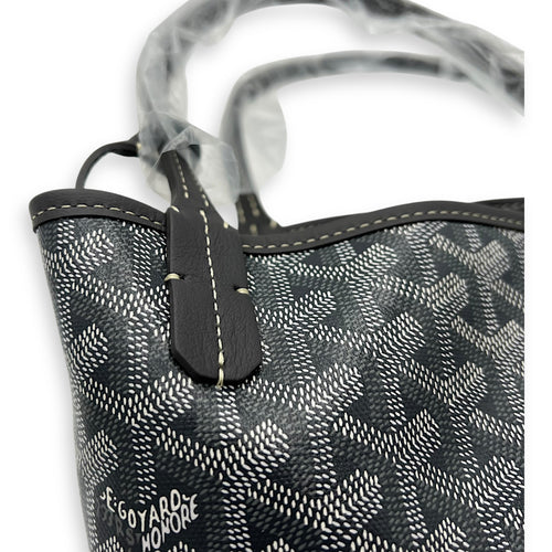 Goyard Anjou Tote Bag Grey in Coated Canvas, Silver hardware_8